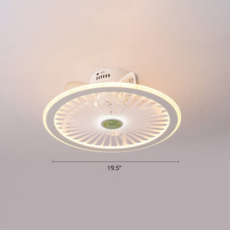 18,5 "Weitkitty Deckenventilator Leichte Cartoon Acryl weiße LED Semi Flush Mount Montage mit Fernbedienung