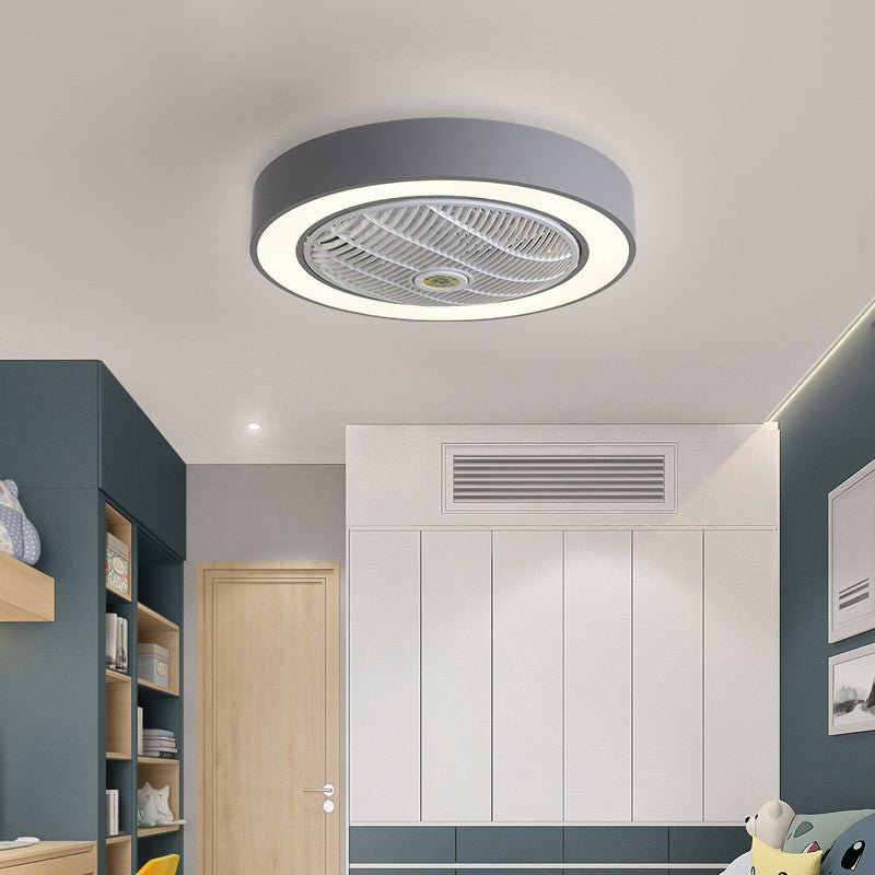 21,5 "W Nordic Round Deckenleuter Leuchte Metall Kinder Schlafzimmer LED LED -LED -Licht mit Fernbedienung