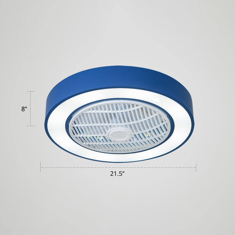 21,5 "W Nordic Round Deckenleuter Leuchte Metall Kinder Schlafzimmer LED LED -LED -Licht mit Fernbedienung