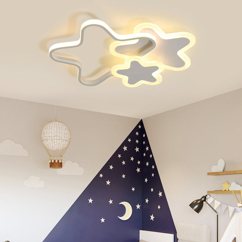 Star LED Flush Mount Lighting Fixture Cartoon Metal Childrens Room Ceiling Mounted Light