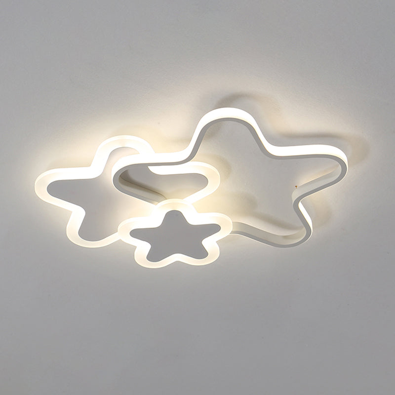 Star LED Flush Mount Lighting Fixture Cartoon Metal Childrens Room Ceiling Mounted Light