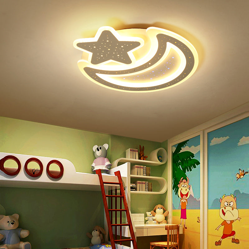 Mond und Stern Acryl Deckenlampe Nordic Led Flush Mount Leuchte für Kinderzimmer