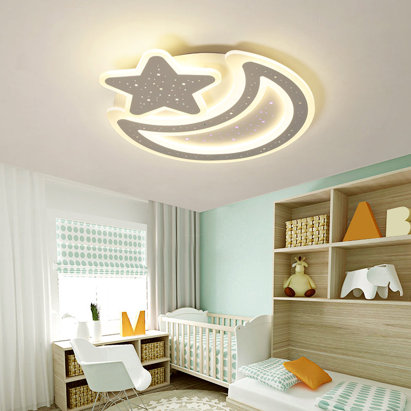 Mond und Stern Acryl Deckenlampe Nordic Led Flush Mount Leuchte für Kinderzimmer