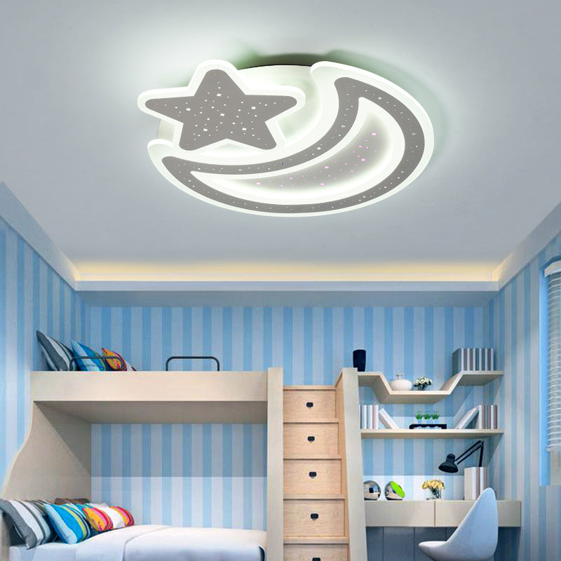 Mond und Stern Acryl Deckenlampe Nordic Led Flush Mount Leuchte für Kinderzimmer