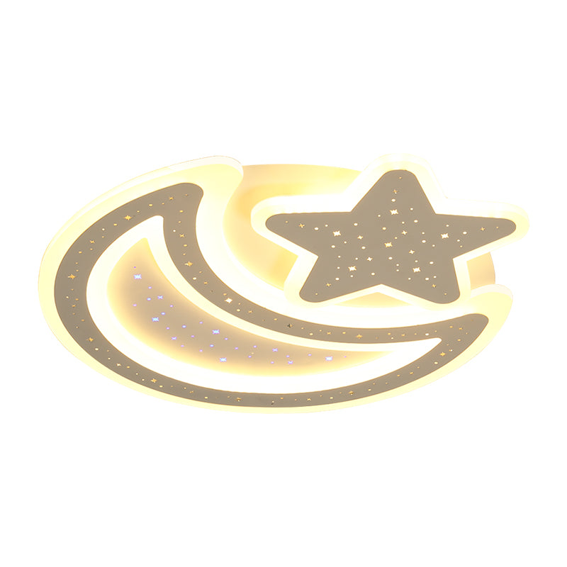 Moon and Star Acrylic Ceiling Lamp Nordic Led Flush Mount Light Fixture for Kids Room