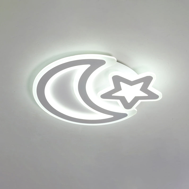 Moon and Star Acrylic Ceiling Lamp Nordic Led Flush Mount Light Fixture for Kids Room