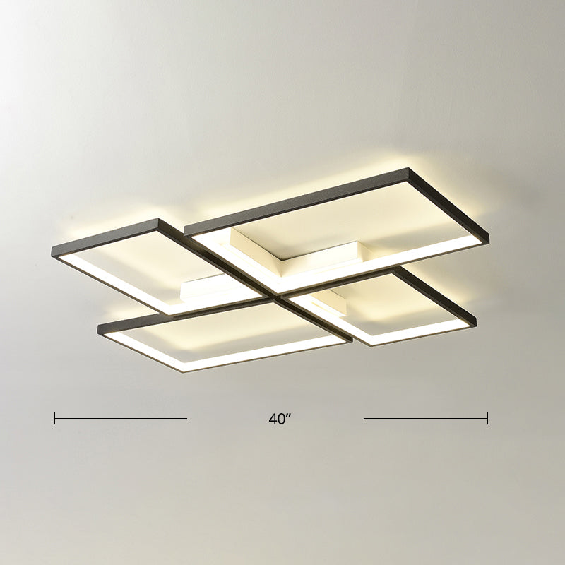 Black Pinwheel-Like Ceiling Lamp Minimalistic Metal LED Flush Mount Light Fixture for Living Room