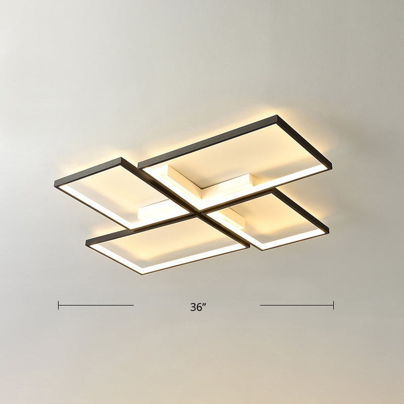 Black Pinwheel-Like Ceiling Lamp Minimalistic Metal LED Flush Mount Light Fixture for Living Room