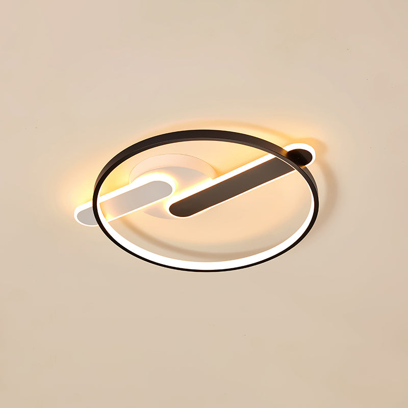 Minimalist Circle Ceiling Flush Mount Acrylic Corridor LED Flush Light Fixture in Black and White