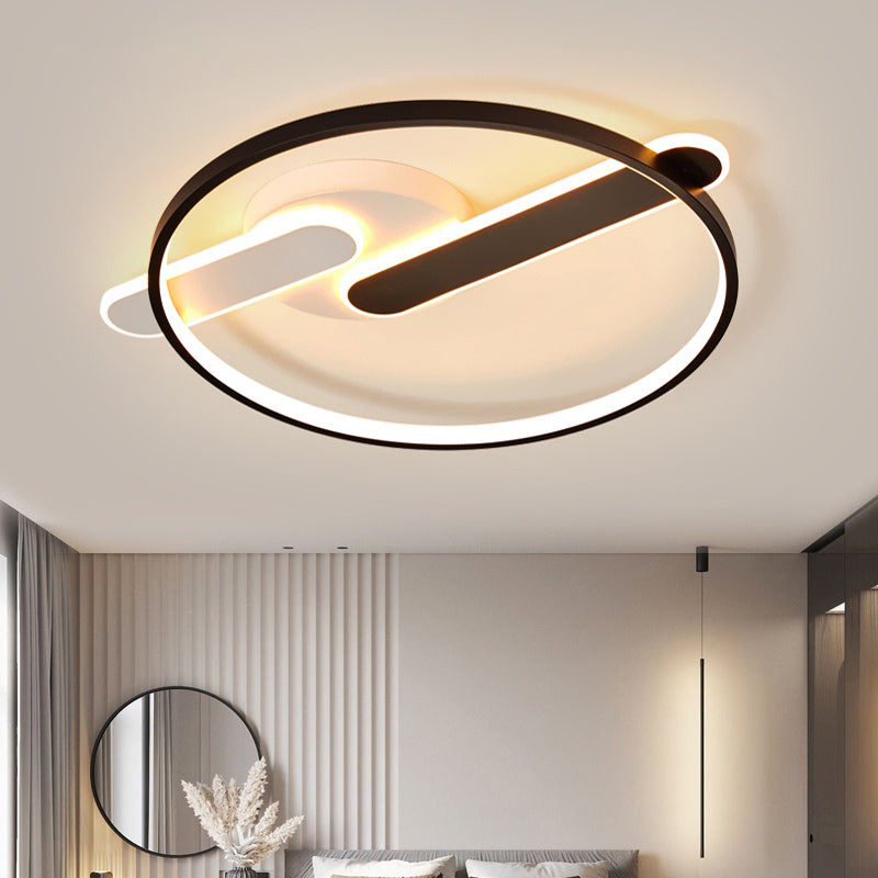 Minimalist Circle Ceiling Flush Mount Acrylic Corridor LED Flush Light Fixture in Black and White