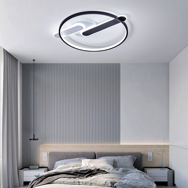 Minimalist Circle Ceiling Flush Mount Acrylic Corridor LED Flush Light Fixture in Black and White