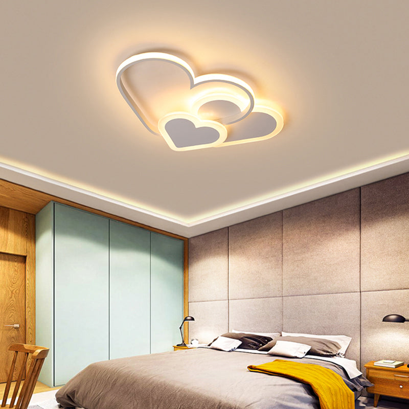 Loving Heart Ceiling Flush Mount Contemporary Acrylic Bedroom LED Flush Light Fixture