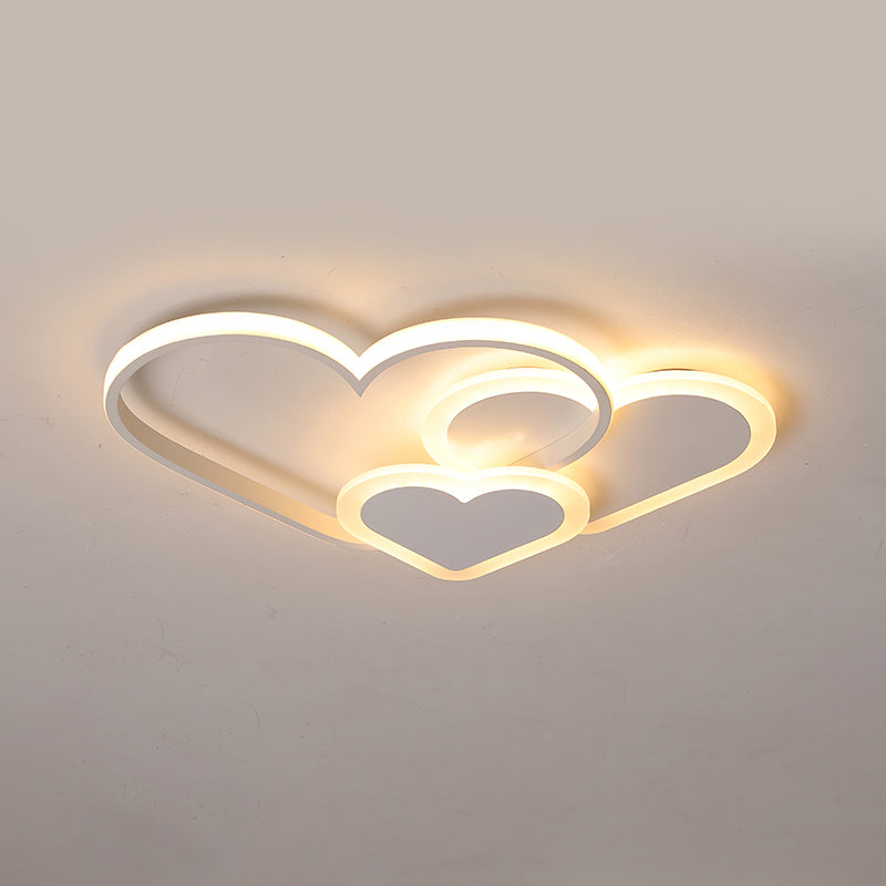 Loving Heart Ceiling Flush Mount Contemporary Acrylic Bedroom LED Flush Light Fixture