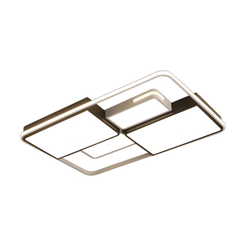 Quadrilateral Living Room Ceiling Light Acrylic Contemporary LED Flush Mount in Black-White