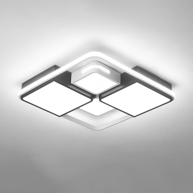 Quadrilateral Living Room Ceiling Light Acrylic Contemporary LED Flush Mount in Black-White