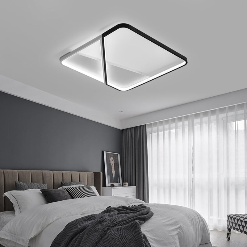 Metall Square LED Flush Mount Befestigung Einfache Art Schwarz-Weiß Deckenleuchte für Schlafzimmer