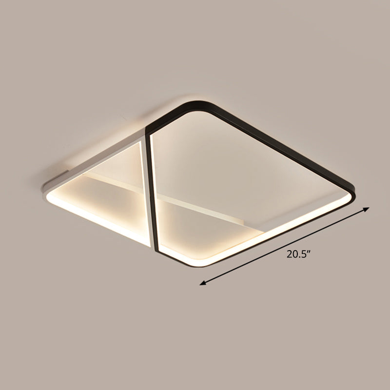 Metall Square LED Flush Mount Befestigung Einfache Art Schwarz-Weiß Deckenleuchte für Schlafzimmer