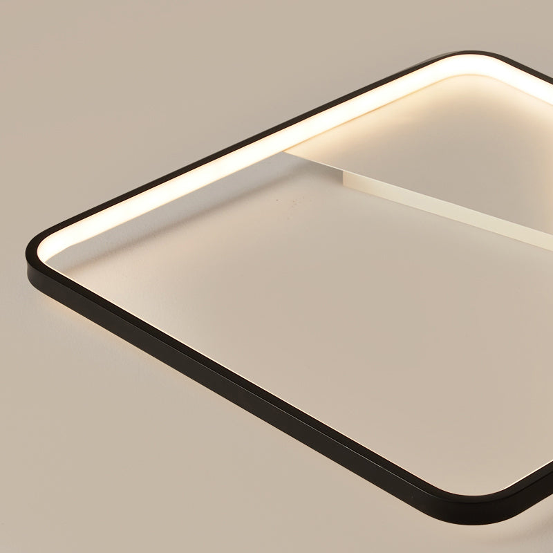 Metal Square LED Flush Mount Fixture Simple Style Black-White Ceiling Lamp for Bedroom