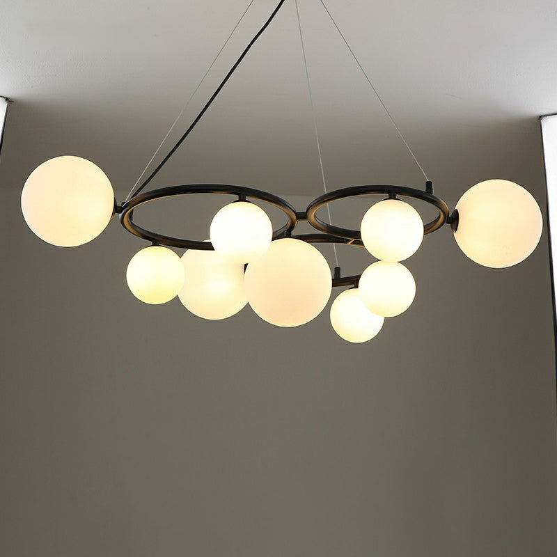 Circles Hanging Chandelier Nordic Style Glass Bedroom Suspended Lighting Fixture