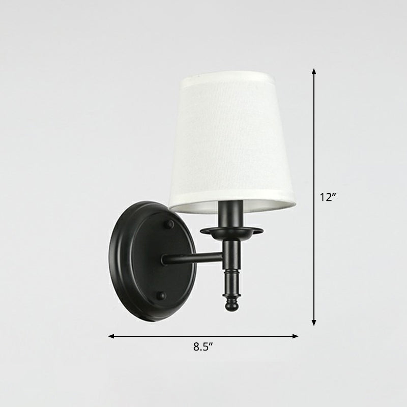 Minimalist Cone Shade Wall Lighting Fabric 1 Head Bedside Wall Mounted Reading Lamp