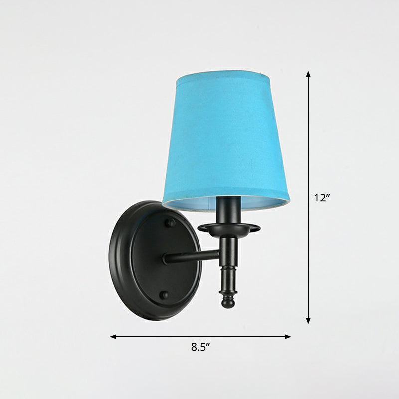 Minimalist Cone Shade Wall Lighting Fabric 1 Head Bedside Wall Mounted Reading Lamp