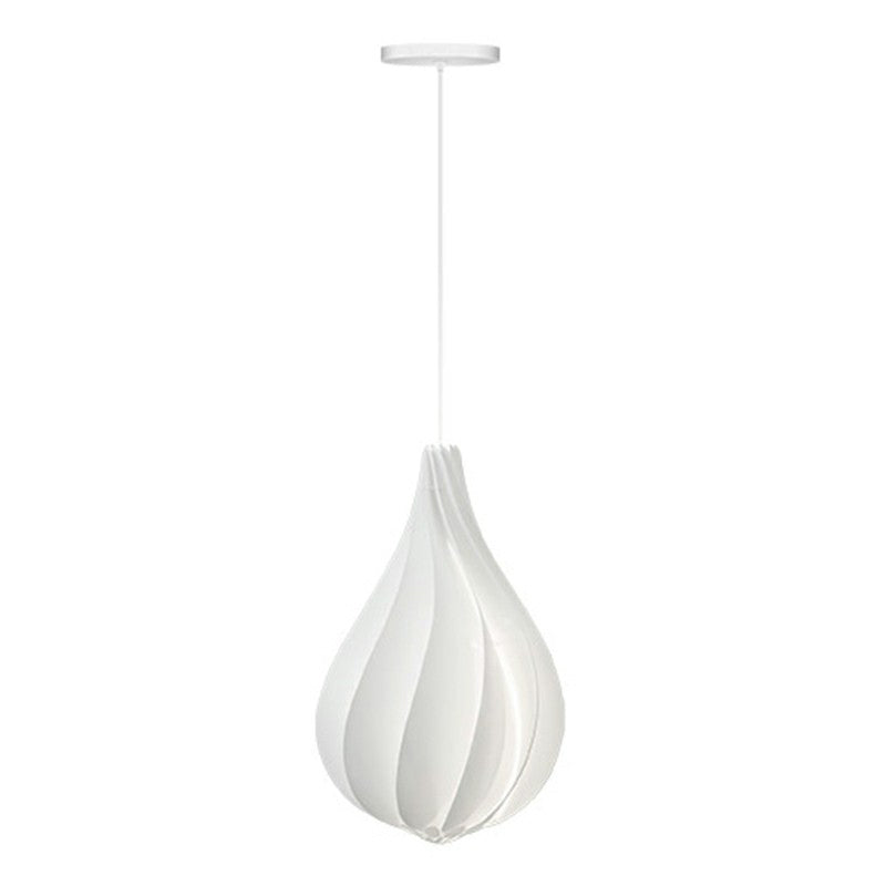 White Drop Shaped Pendulum Light Decorative 1 Bulb Plastic Pendant Lamp for Living Room