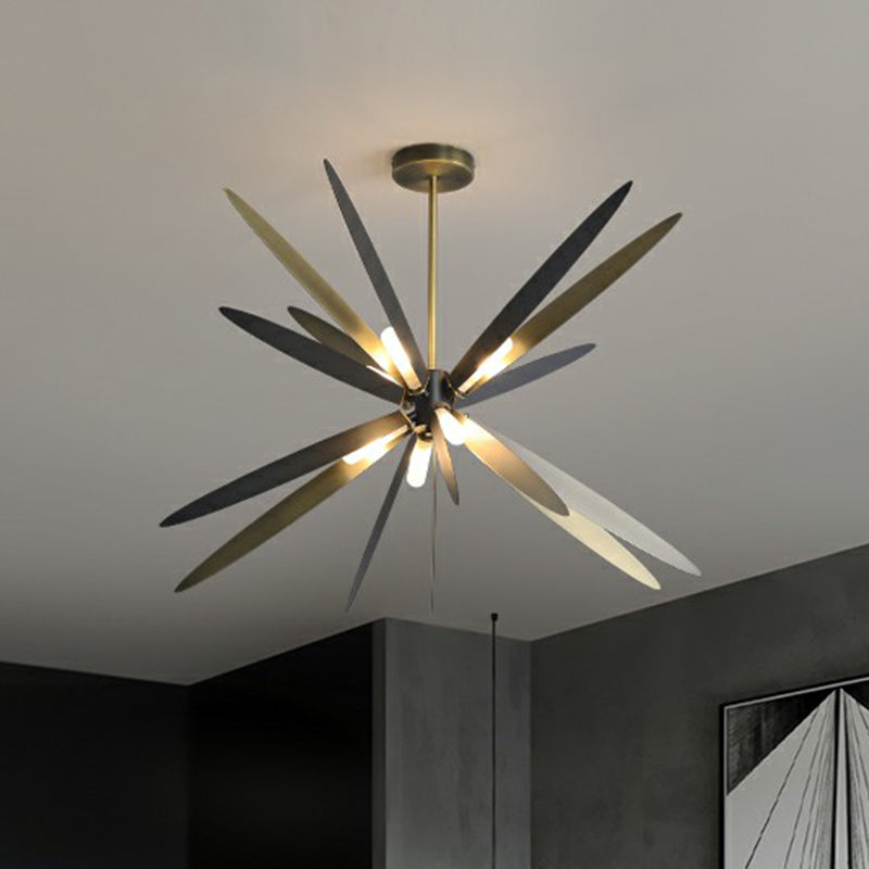 Metal Dragonfly Suspension Lamp Decorative 8 Bulbs Bronze Finish Chandelier for Dining Room