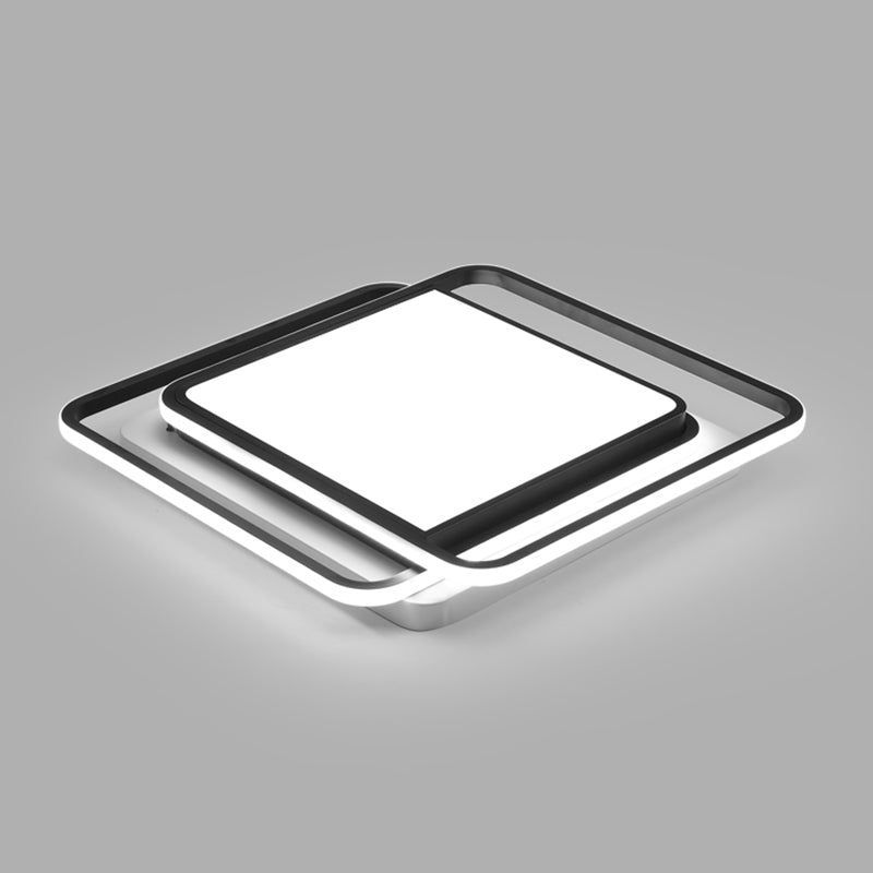Square Shaped Flushmount Lighting Modern Aluminum Bedroom LED Ceiling Flush Light in Black