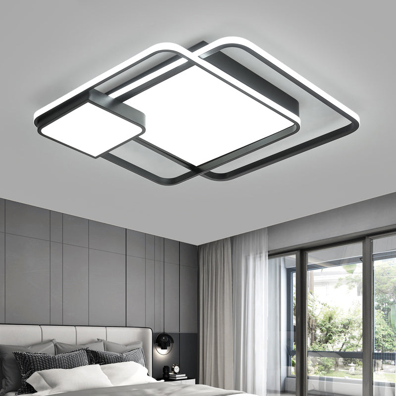 Square Acryl Deckenleuchte Lichtbefestigung Minimalismus Schwarz LED Flush Mount Beleuchtung für Schlafzimmer