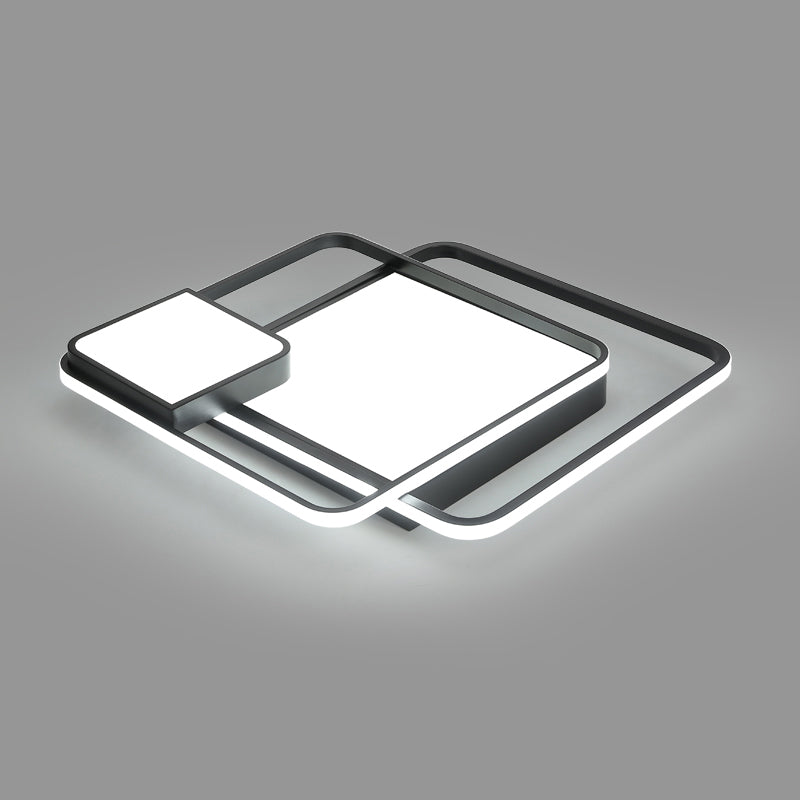 Square Acryl Deckenleuchte Lichtbefestigung Minimalismus Schwarz LED Flush Mount Beleuchtung für Schlafzimmer