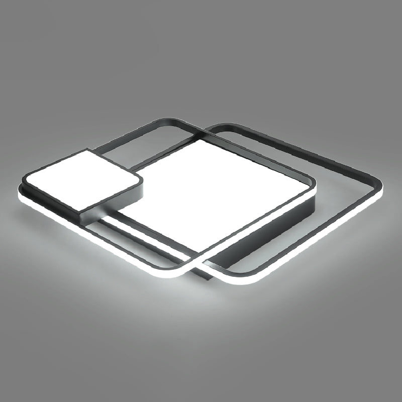 Square Acryl Deckenleuchte Lichtbefestigung Minimalismus Schwarz LED Flush Mount Beleuchtung für Schlafzimmer