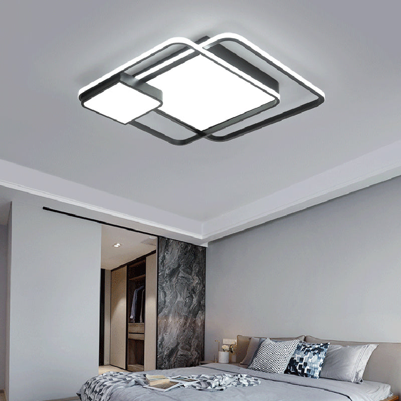 Square Acryl Deckenleuchte Lichtbefestigung Minimalismus Schwarz LED Flush Mount Beleuchtung für Schlafzimmer