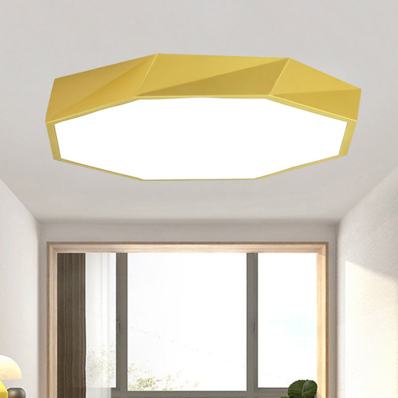 Plafonnier octogonal luminaire encastré LED jaune / vert métallique moderne avec diffuseur acrylique, 16 "/ 19,5" / 23,5 "de large