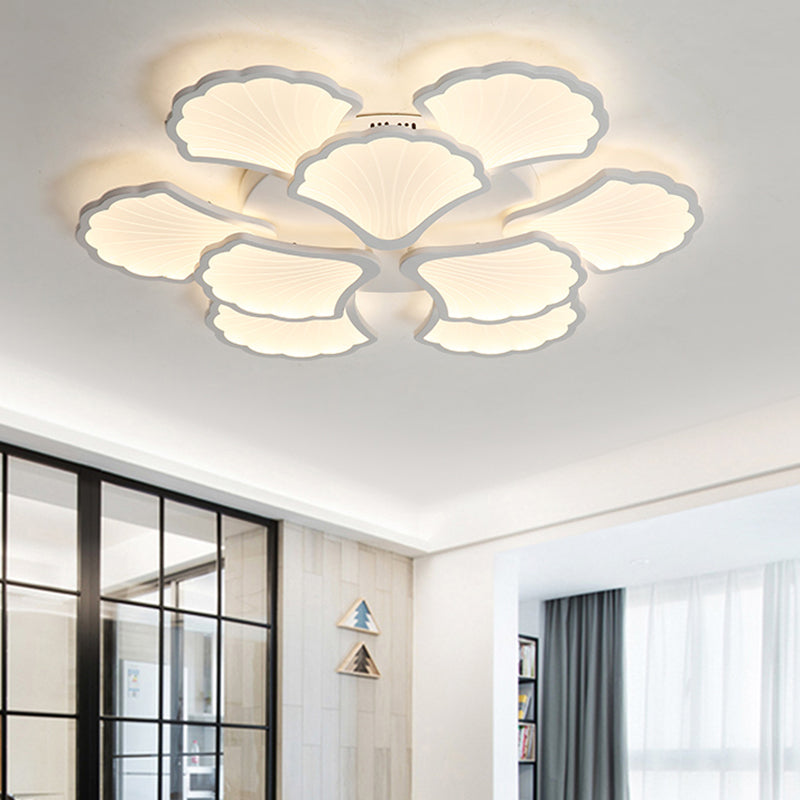 Acrylic Ginkgo Leaf Ceiling Lighting Modern White LED Flush Mount Light for Living Room