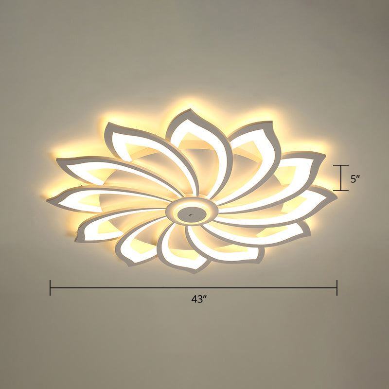 Simplicity Sunflower Ceiling Light Fixture Metal Living Room LED Flush Mount Fixture in White