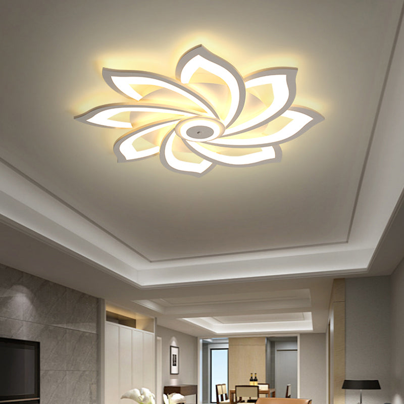 Simplicity Sunflower Ceiling Light Fixture Metal Living Room LED Flush Mount Fixture in White