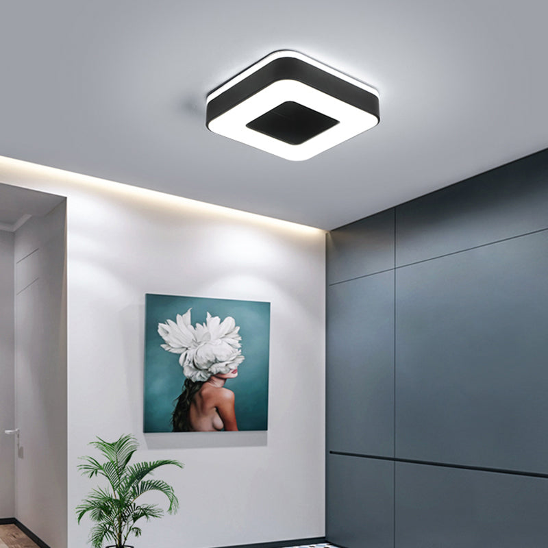Lámpara empotrada LED de pasillo pequeño, accesorio montado en el techo de estilo nórdico de metal con difusor acrílico