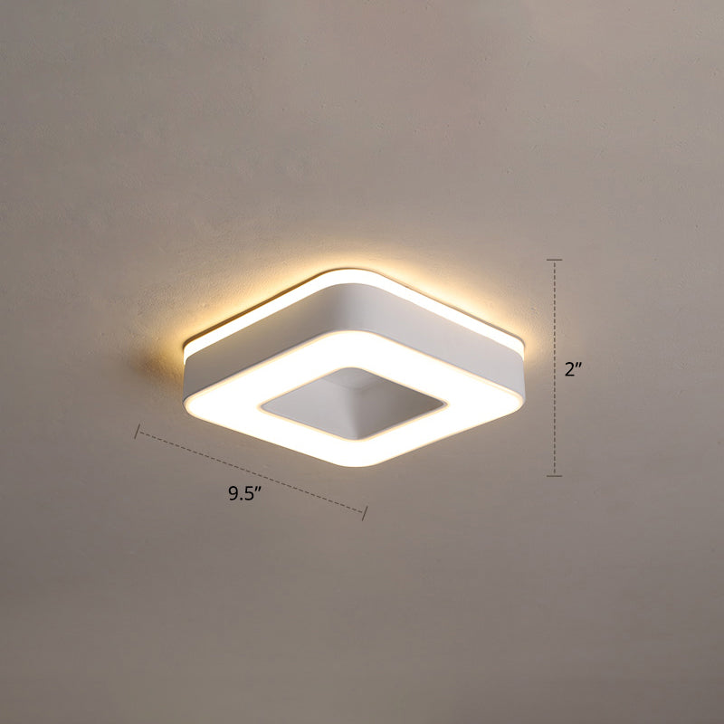 Lámpara empotrada LED de pasillo pequeño, accesorio montado en el techo de estilo nórdico de metal con difusor acrílico