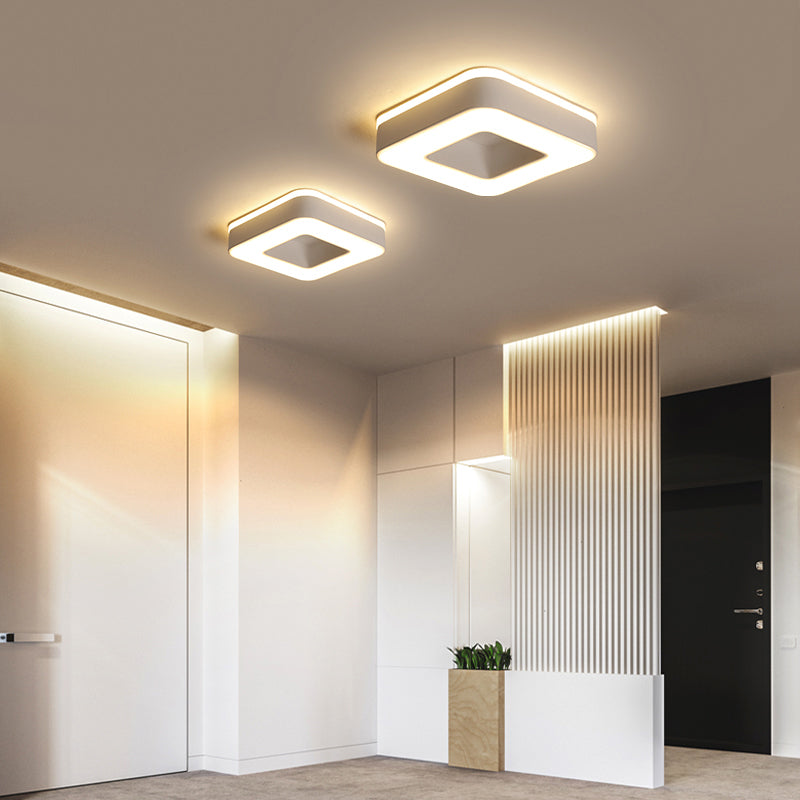 Lámpara empotrada LED de pasillo pequeño, accesorio montado en el techo de estilo nórdico de metal con difusor acrílico