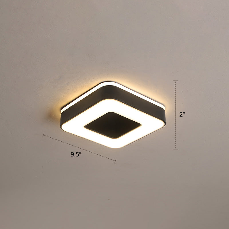 Lámpara empotrada LED de pasillo pequeño, accesorio montado en el techo de estilo nórdico de metal con difusor acrílico