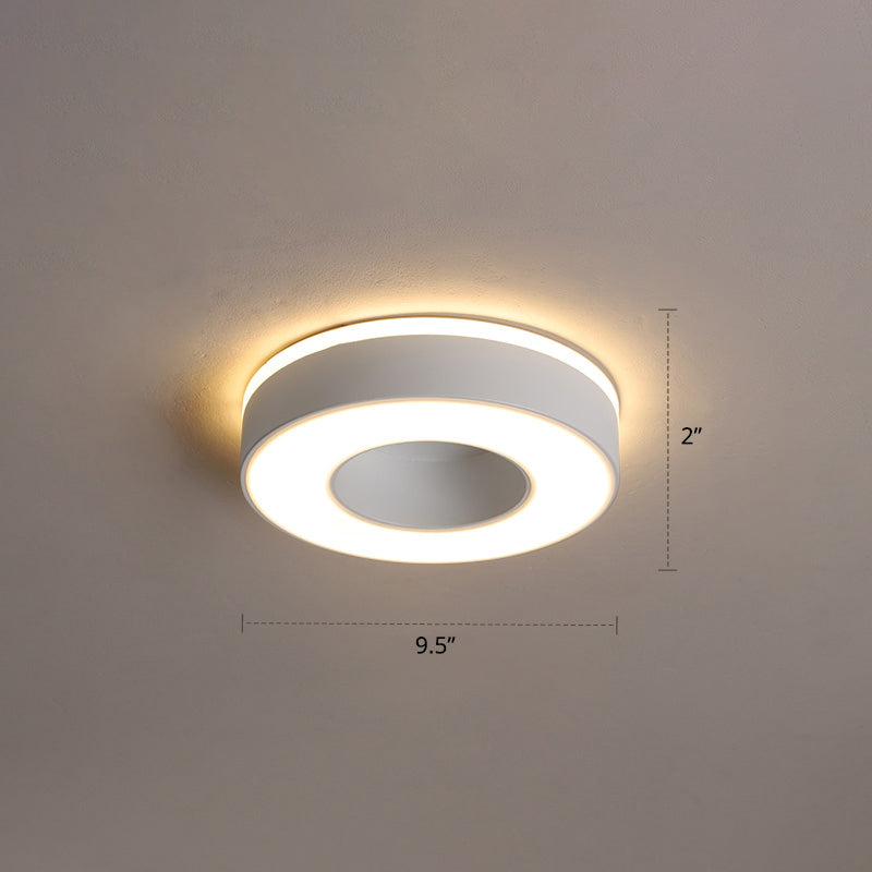 Lámpara empotrada LED de pasillo pequeño, accesorio montado en el techo de estilo nórdico de metal con difusor acrílico