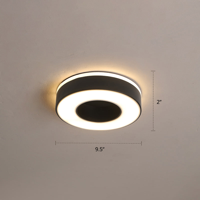 Lámpara empotrada LED de pasillo pequeño, accesorio montado en el techo de estilo nórdico de metal con difusor acrílico