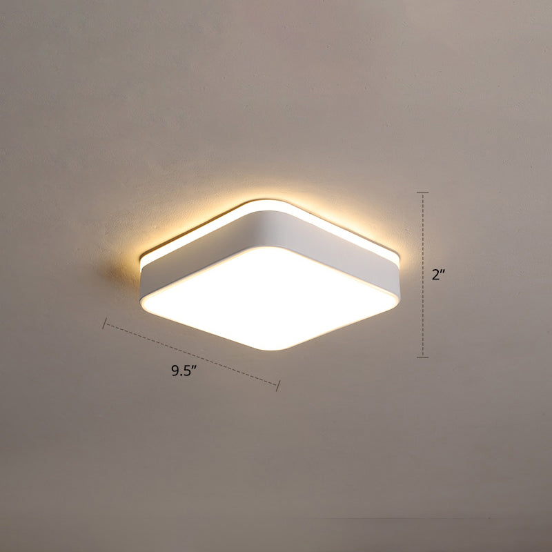 Lámpara empotrada LED de pasillo pequeño, accesorio montado en el techo de estilo nórdico de metal con difusor acrílico