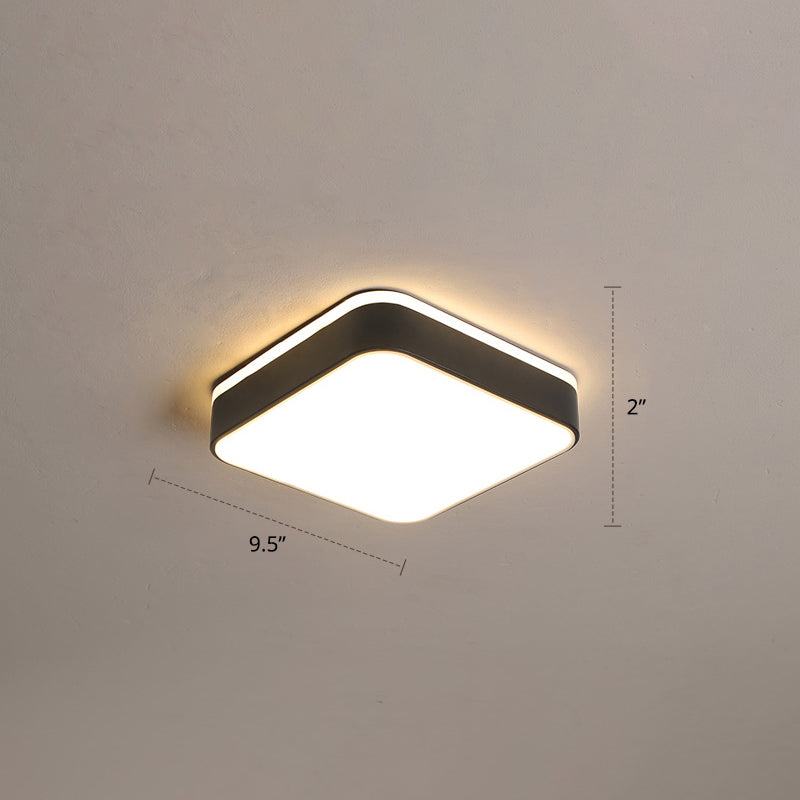 Lámpara empotrada LED de pasillo pequeño, accesorio montado en el techo de estilo nórdico de metal con difusor acrílico