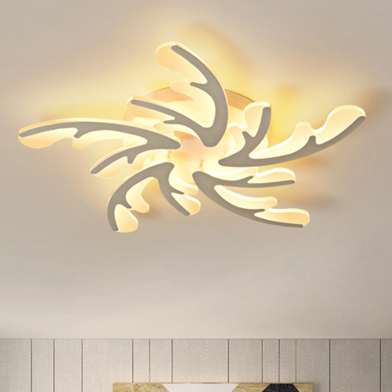 Nordic Antler LED Flush Mount Lighting Acrylic Bedroom Ceiling Mounted Light in White