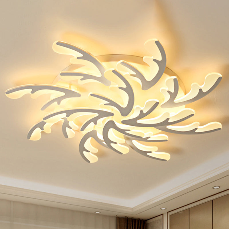 Nordic Antler LED Flush Mount Lighting Acrylic Bedroom Ceiling Mounted Light in White