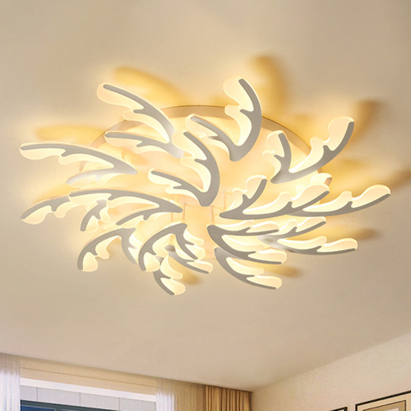 Nordic Antler LED Flush Mount Lighting Acrylic Bedroom Ceiling Mounted Light in White