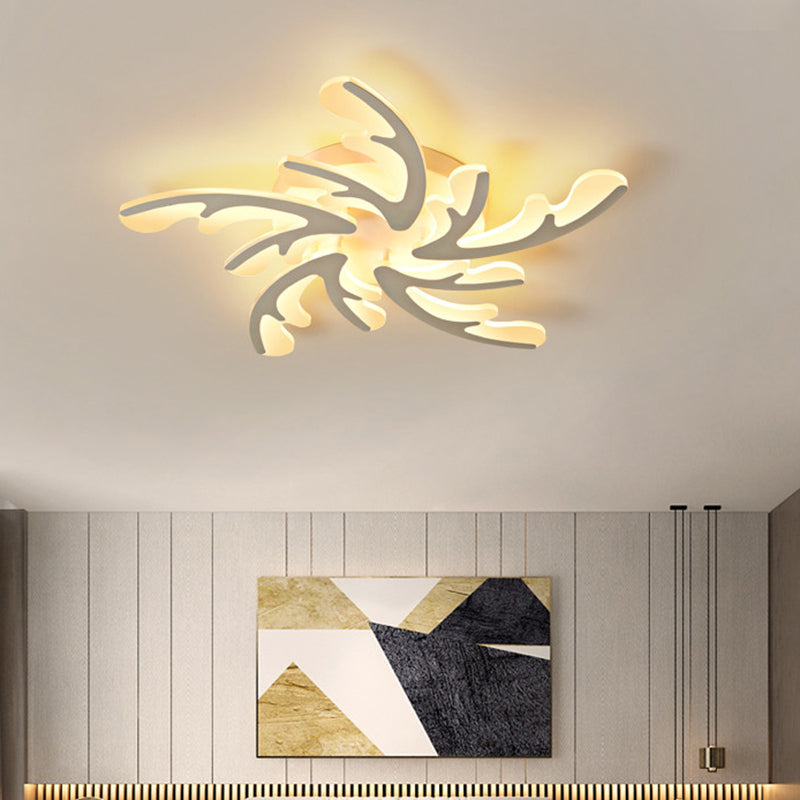 Nordic Antler LED Flush Mount Lighting Acrylic Bedroom Ceiling Mounted Light in White