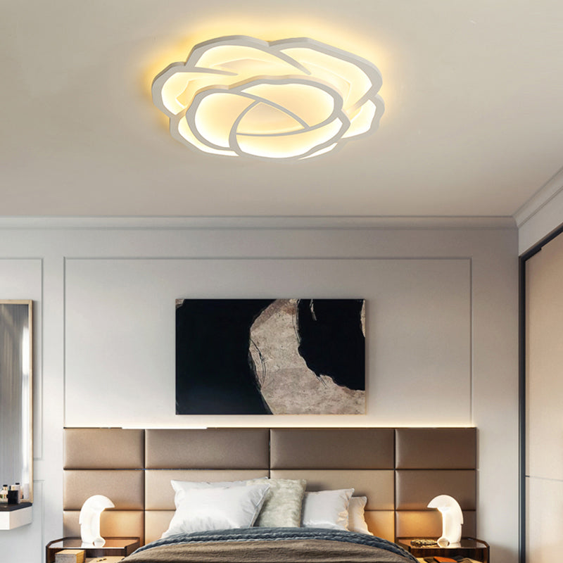 White Rose Flushmount Lighting Minimalistic Acrylic Surface Mounted Led Ceiling Light for Bedroom