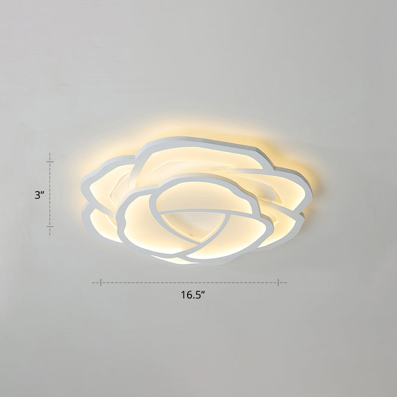 White Rose Flushmount Lighting Minimalistic Acrylic Surface Mounted Led Ceiling Light for Bedroom